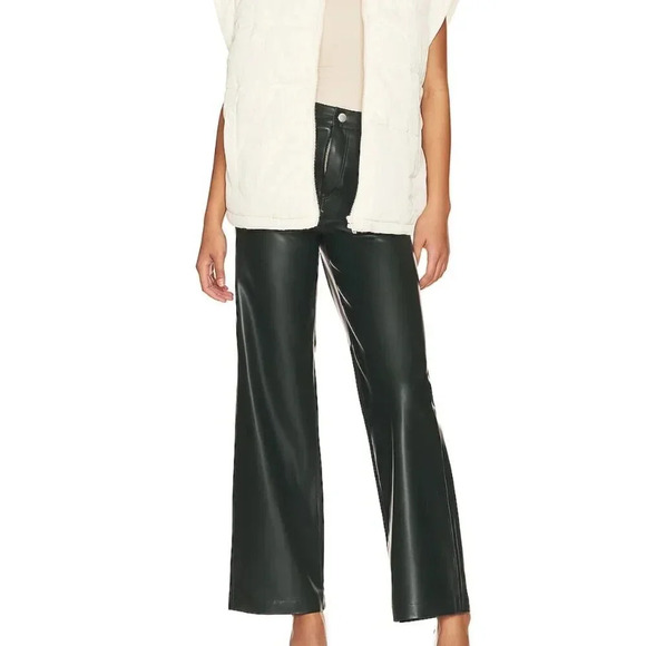 Blank NYC Pant Faux Leather Franklin Rib Cage Straight Leg Revolve Green Size 30 - Picture 1 of 10